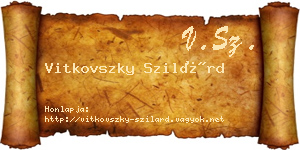 Vitkovszky Szilárd névjegykártya